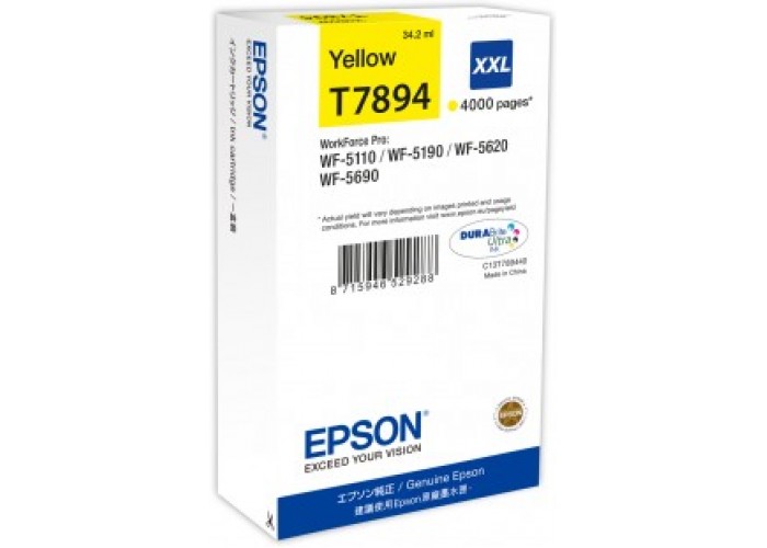 Kasetė Epson T7894 HC (C13T789440) YL 4000psl OEM Expired 2024 May