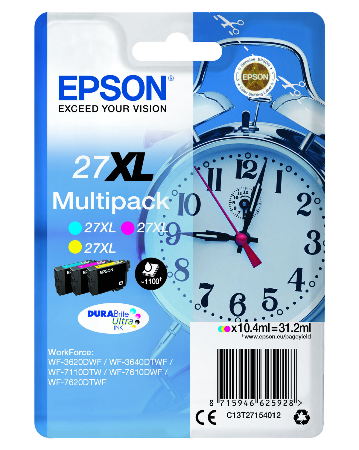 Kasetė Epson T27XL (C13T27154012) CMY OEM