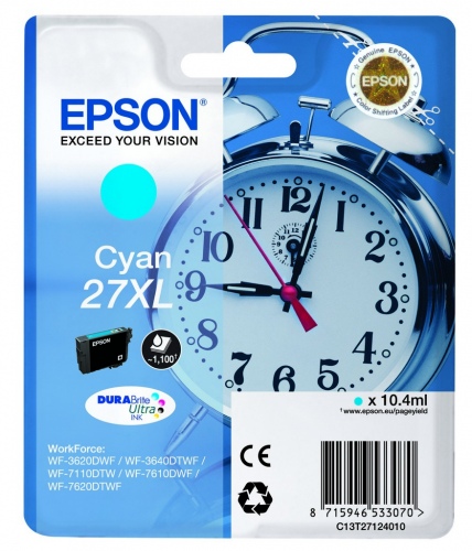 Kasetė Epson T27XL (C13T27124012) CY 1.1K OEM
